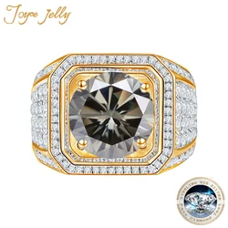 JoyceJelly 1-2CT D Color Moissanite Ring Plated 18K Gold S925 Sterling Silver Jewelry For Men Businessman Size7-12 GRA Certified
