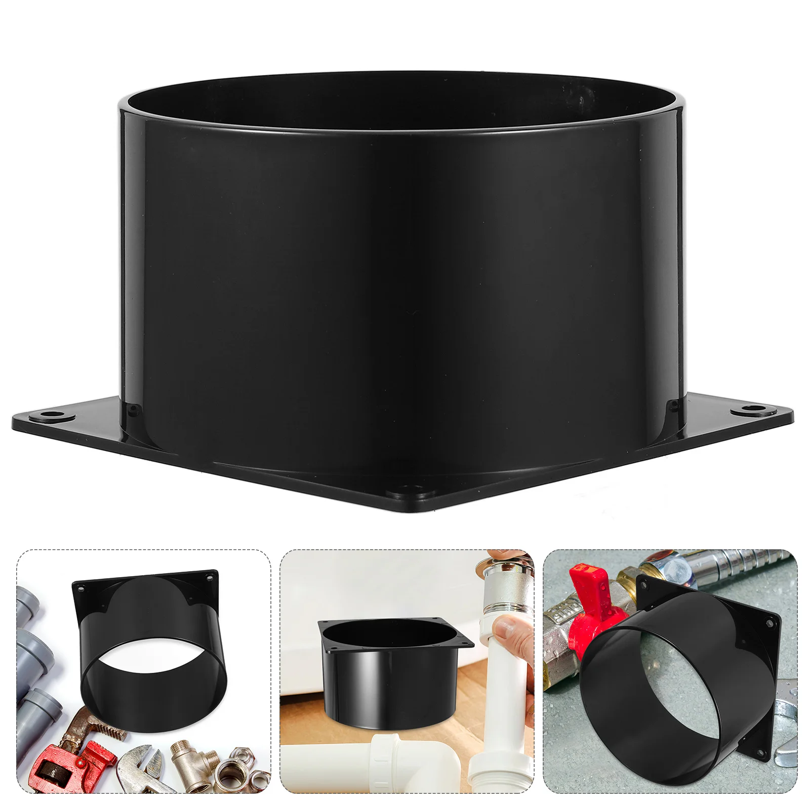 Fresh Air System Connection Port Pipes Plastic Outlet Adaptor Dust Collection Black Abs Duct Connector Square Flange