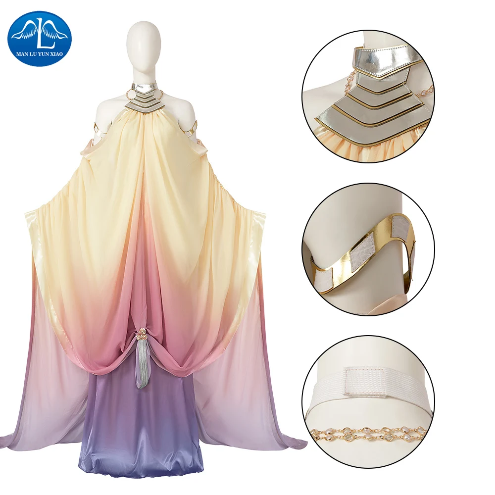 

Padme Cosplay Costume Amidala Fantasy Outfits Lake Dress Movie Space Battle Clothes Fancy Dress Up Halloween Party Suit
