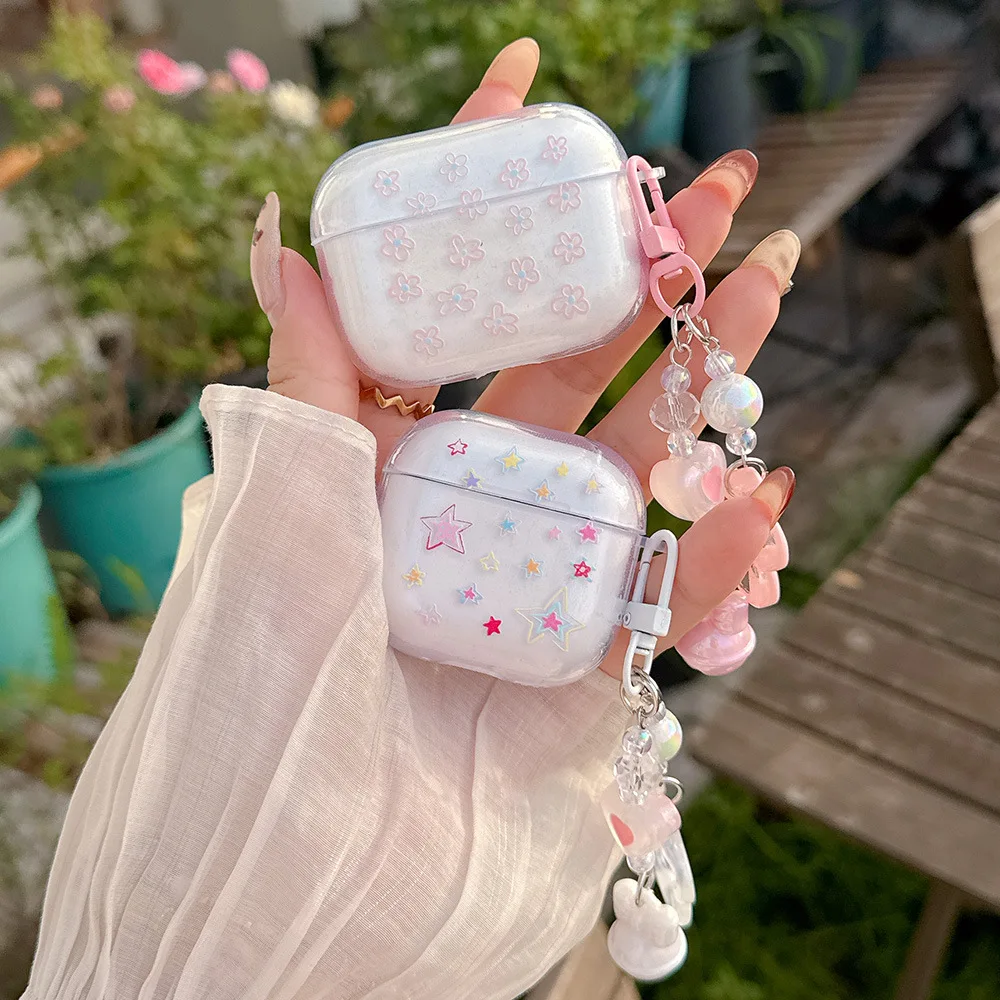 

Colorful Star Flowers Earphone Case for AirPods Pro3 Pro Pro2 Wireless Bluetooth Headset Soft TPU Protective Cover For Airpods 4