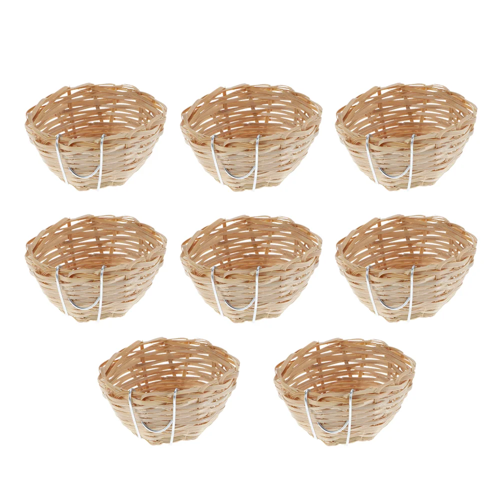 

8 Pcs Bamboo Bird's Nest Nests Natural Parrot Birds Houses with Hooks Hanging Cages