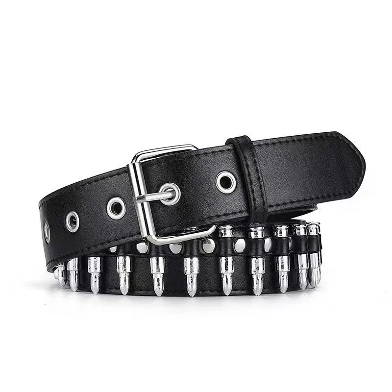 Punk Gothic Belt Triple Row Pyramid Studs Versatile Biker Jeans Waist Belt