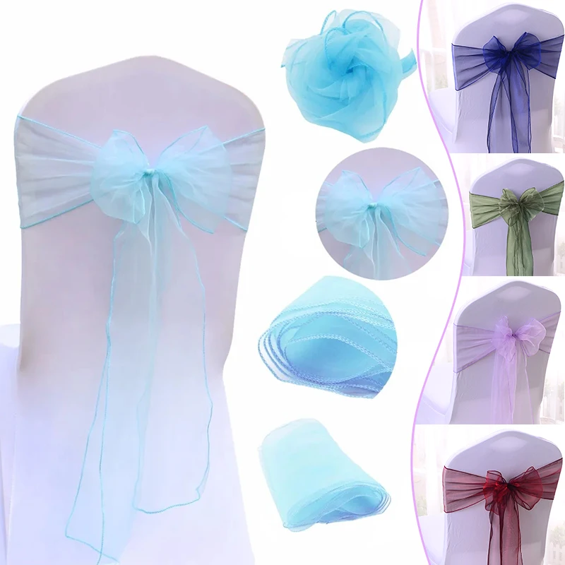 

25 Pcs 17x275cm Chiffon Chairs Sashes Chair Sash Wedding Chair Covers Ribbon Wedding Party Aisle Chair Decor Wedding Decoration