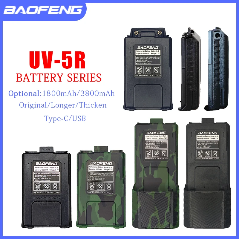 BL-5 seri baterai UV-5R cocok untuk BAOFENG Walkie Talkie UV5R UV5RA UV5RE UV5RT F8 + Radio opsional asli/lebih panjang/tebal