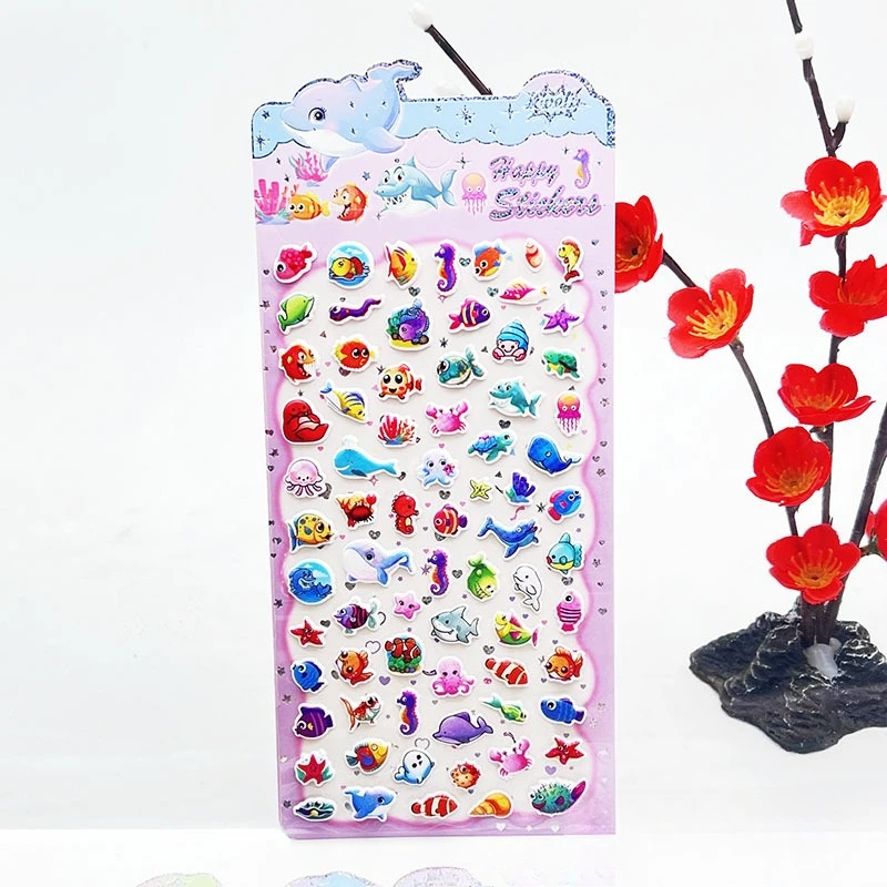 3D Foam Puffy Stickers Animal Ocean Fish Transport Food Journal Phone Decor Stationery