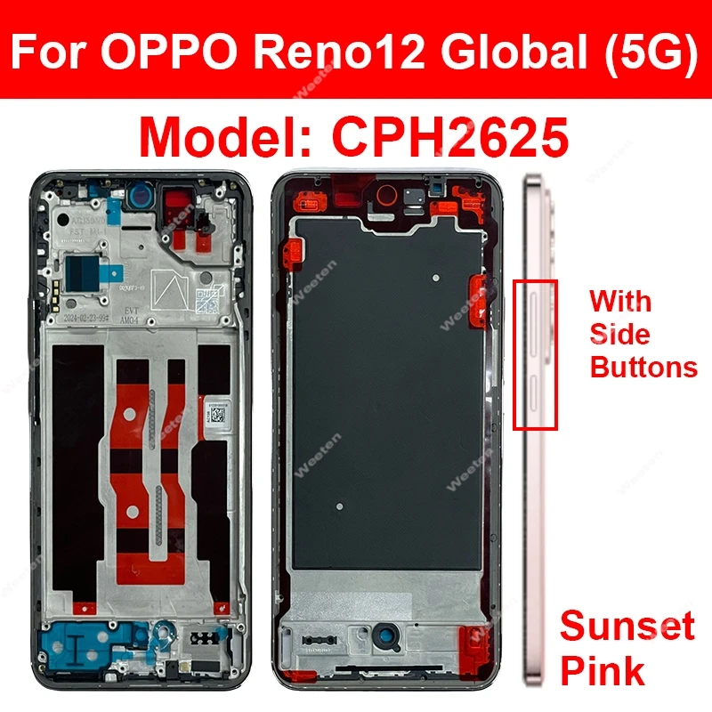 For OPPO Reno 12 Pro Reno12 5G Middle Frame Housing LCD Front Housing Middle Frame Holder Cover Replacement Parts