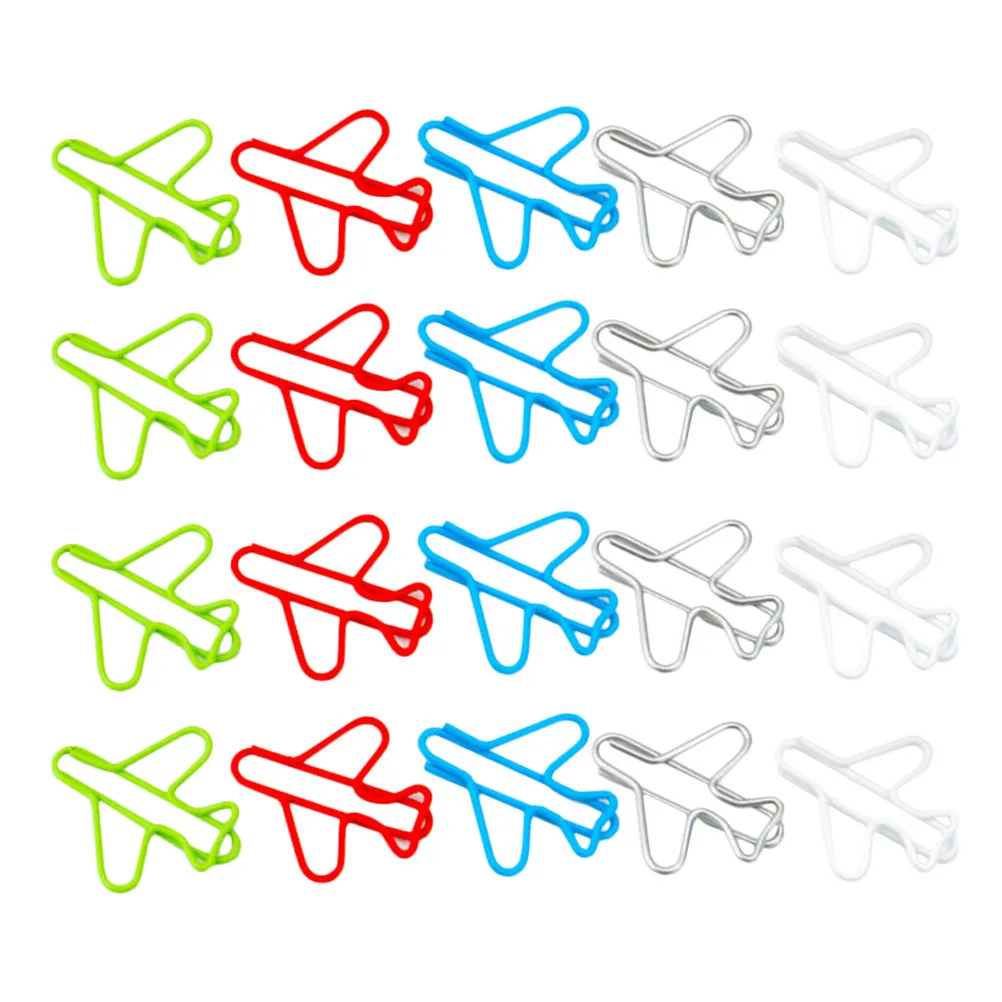 24Pcs Exquisite Airplane Style Metal Paper Clips Portable Decorative File Clamp for Stationery Envelopes Documents Records