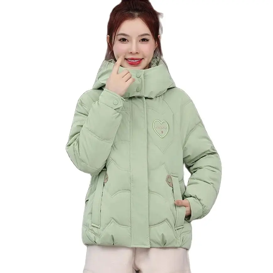 

2024 Jacket Women Winter New Korean Hooded Bread Jacket Thicke Warm Cotton Parkas Loose Short Casual Winter Coat Women Outerwear