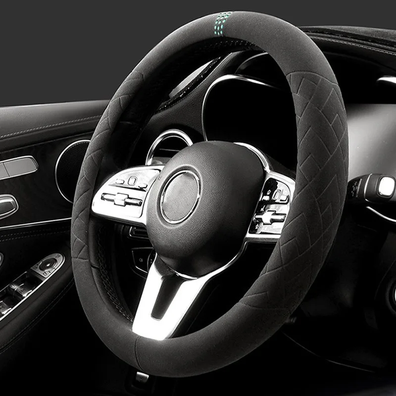 

For Suzuki Jimny Baleno Dzire Swift Vitara Brezza Wagon R Steering Wheel Grip- 38cm Suede Non-Slip Breathable