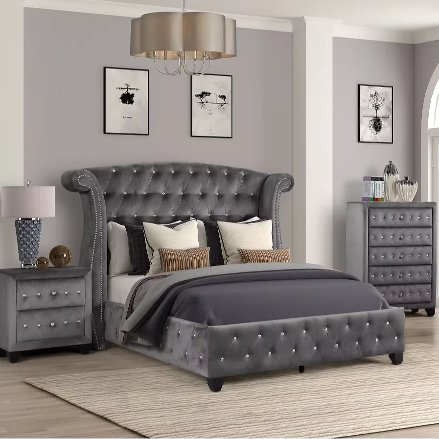 # Modern Wood Bedroom Set With Adjustable Features Convertible Design Gray Finish