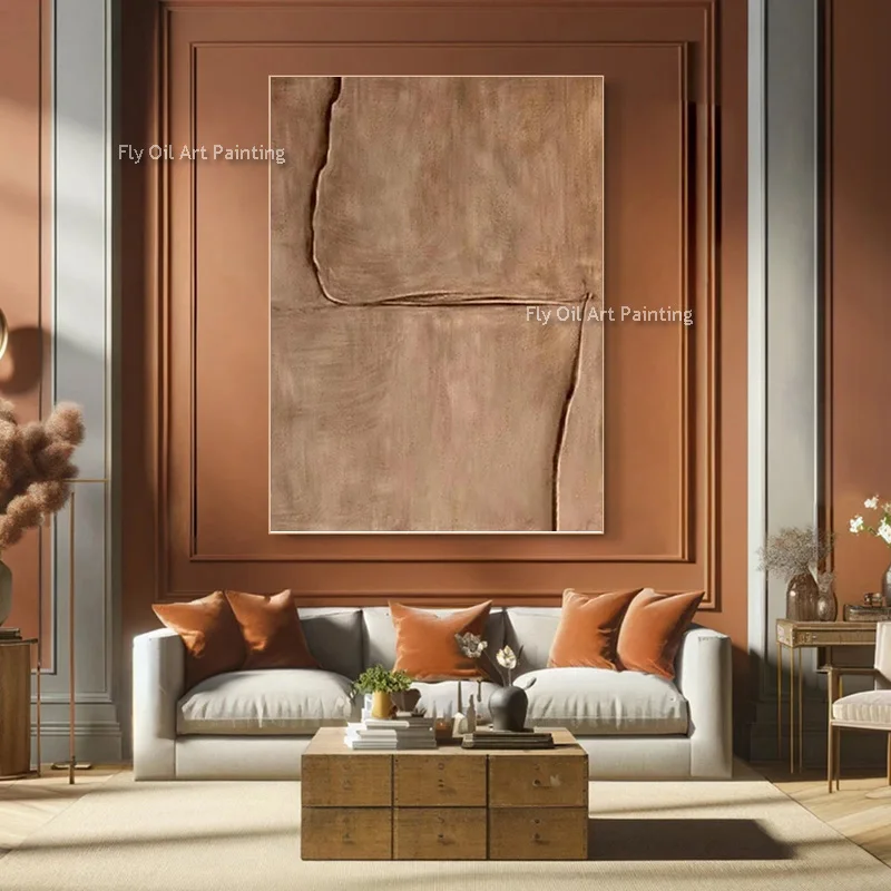 Pure Brown Abstract Simple Artwork New Original Deisgn Handmade Black Brown Canvas Oil Painting Large Home Wall Decor Items