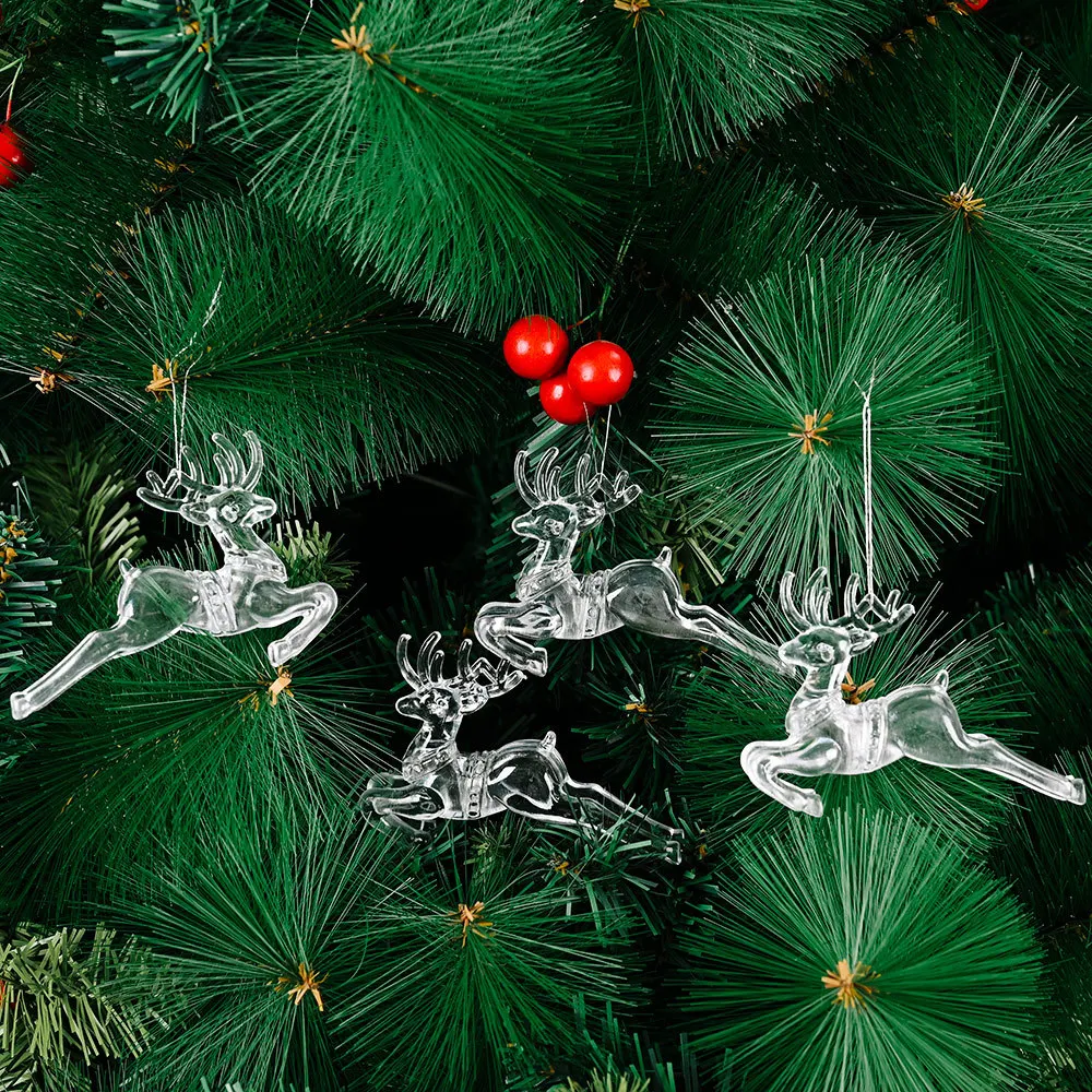 Deer Christmas Tree Decoration Crystal Ornaments Set Hanging Christmas Ornaments for Xmas Tree Home Decoration Party Supplies