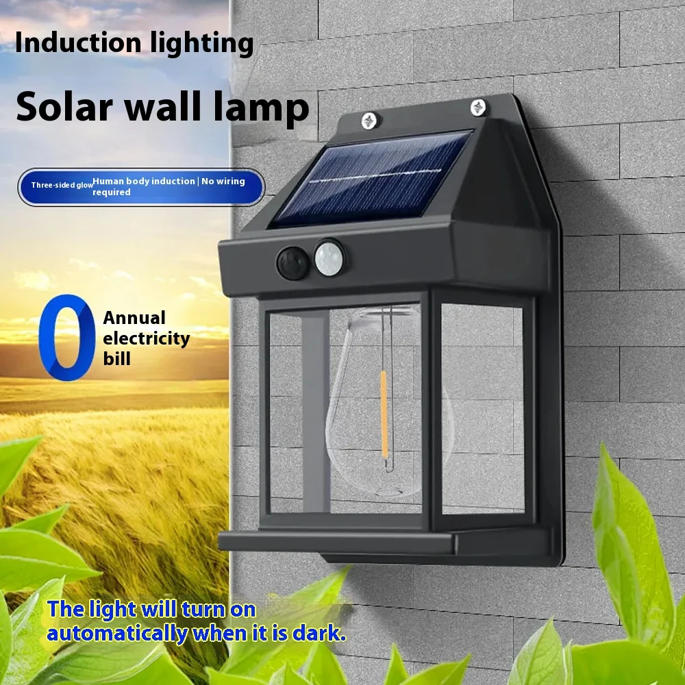 Garden Solar Outdoor Light 3 Lighting Modes Waterproof Tungsten Night Lamp Intelligent Motion Sensor Wall Courtyard Decoration