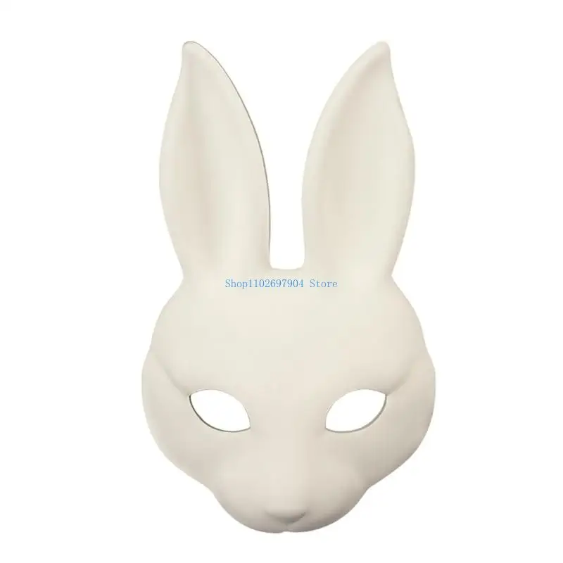 N7YF Eye Catching White Rabbit Face Mask DIY Design Art Project Party Supplies
