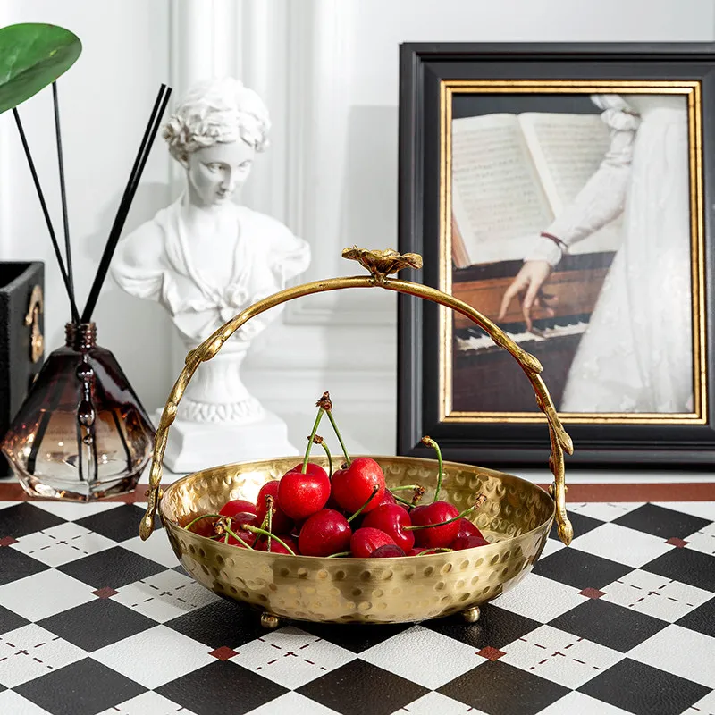 Vintage Imported Brass Storage Tray Dried Fruit Snack Candy Tray Multifunctional Snack Tray, Dining Table Decoration Accessories