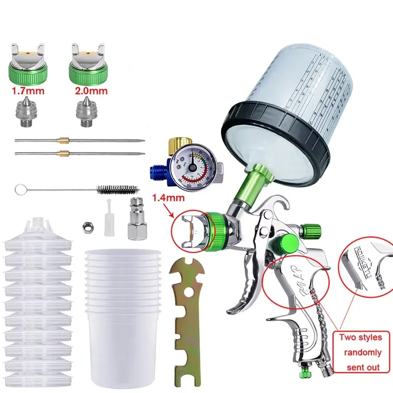 Spray 1.4/1.7/2.0mm Nozzle Gravity Airbrush Car Painting Tool 10pcs 600ml Measuring Cup G2008 Multi-color No Clean