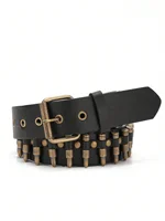 Unisex Bullet Shaped Punk Rock Y2K Style Buckle PU Leather Belt Summer, School - Image 4