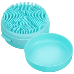 Silicone Bath Head Scrubber Bathing Body Clean Portable Washing Silica Gel Soap Case Household