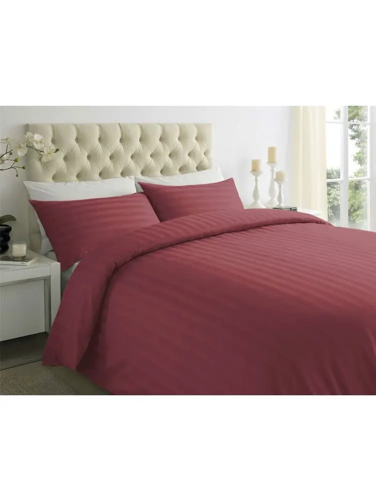 100 Stripe TC400 Egyptian Cotton Duvet Quilt Cover Pillow Cases King, Burgundy