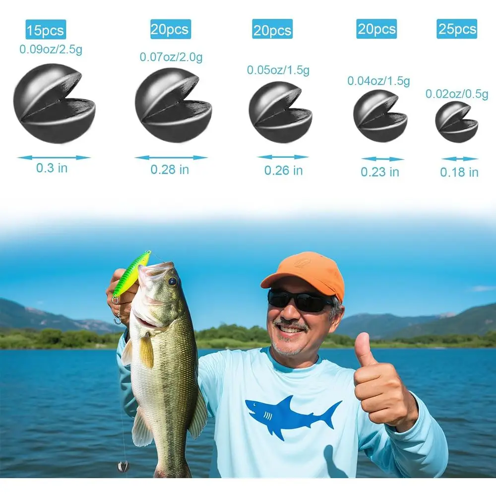 150 قطعة من حوض الصيد المقسم - أوزان صيد عالية الجودة وقابلة للإزالة، 5/6 مقاسات (0.02 أونصة-0.14 أونصة)، مناسبة للمياه الطازجة والملحة #3