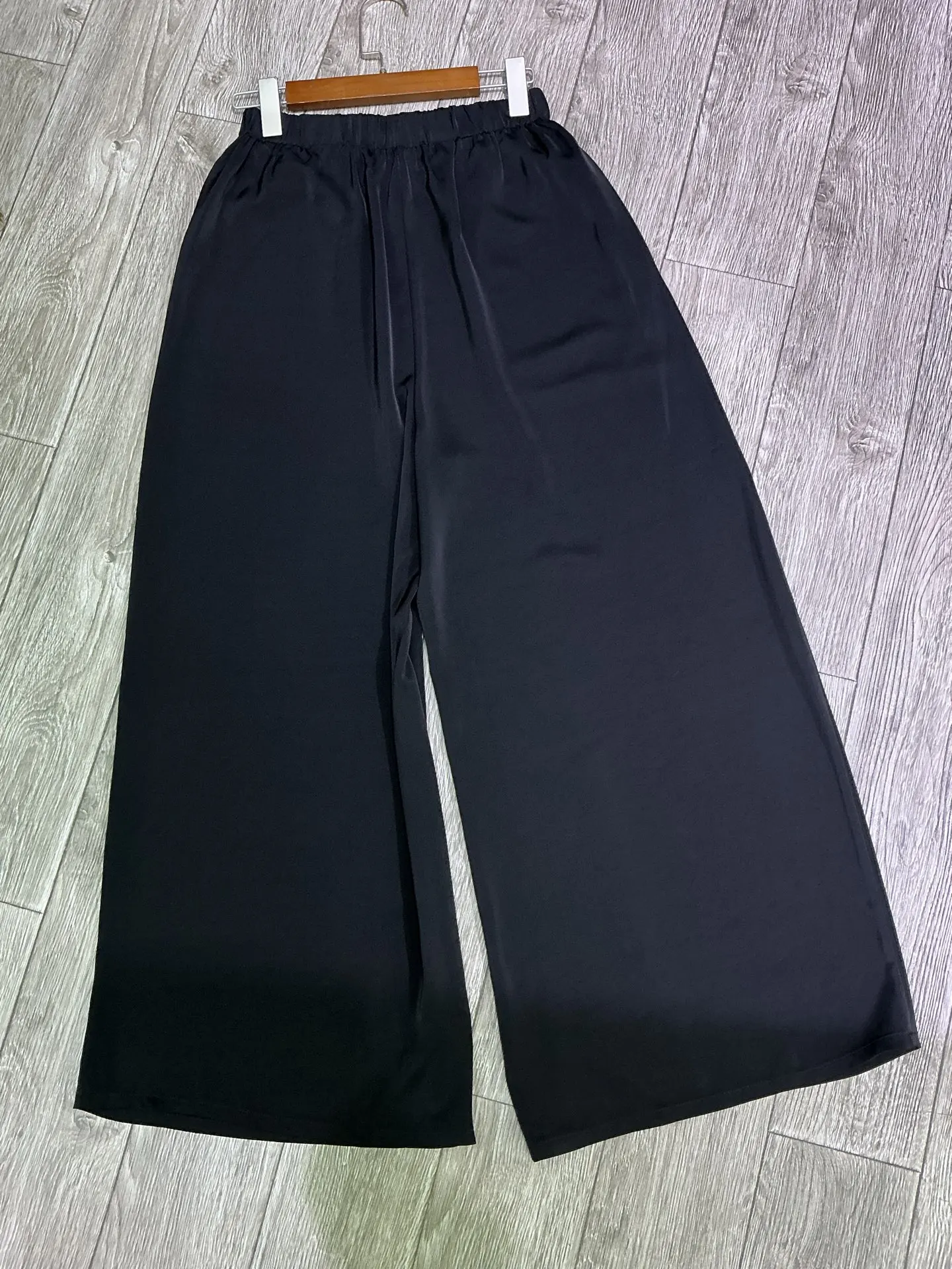 Women Black Straight Long Pants 2025 New Elastic Waist Solid Color Casual Ladies Trousers