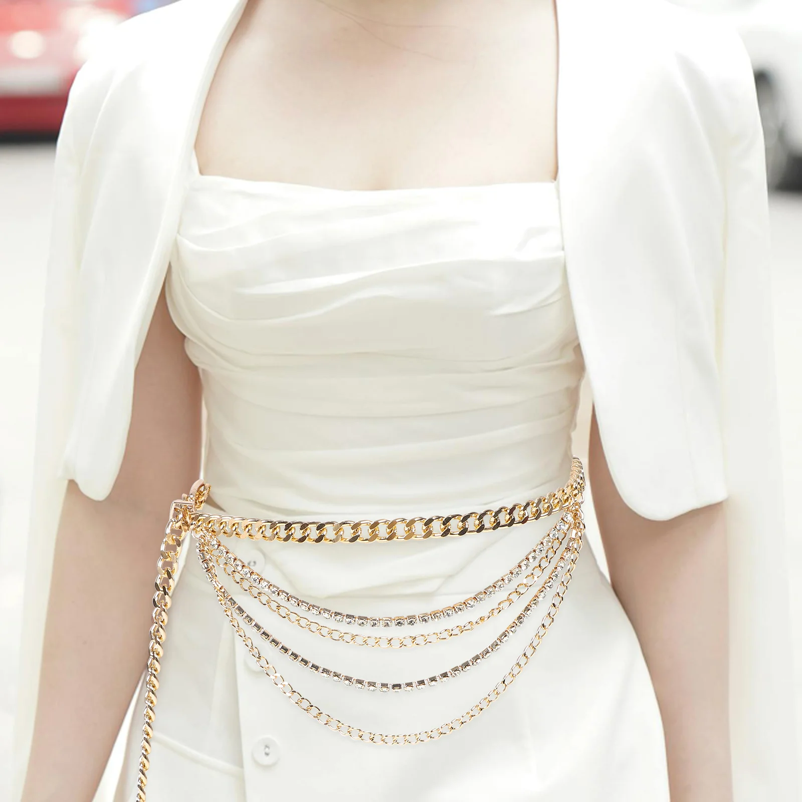 

Metal Waist Chain Belt for Women Gold Hollow Waist Chain Shiny Durable Body Jewelry for Casual Wedding Dresses