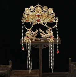 Hanfu Headdress Phoenix Hair Crown Full Set Fairy Tassel Hairpin Ancient Chinese Hairpin Hanfu Costume Hair Accessories ForWomen