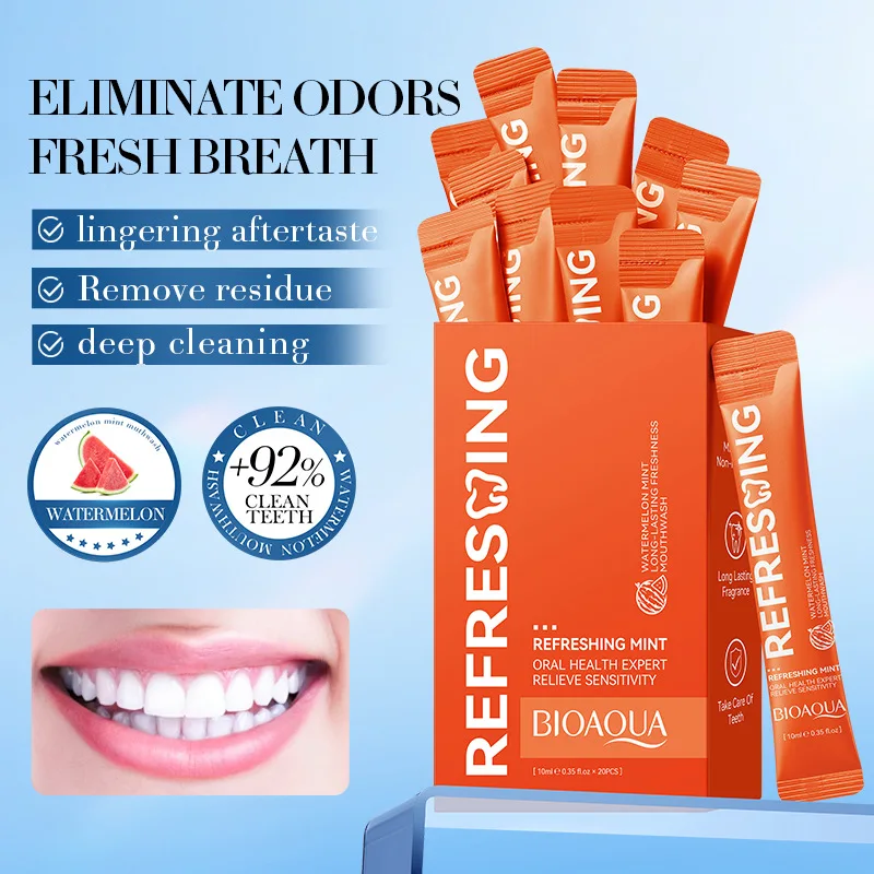 Watermelon mint refreshing mouthwash,freshens breath,cleanses teeth mouth,designed specifically forbad,suitableforboth men women