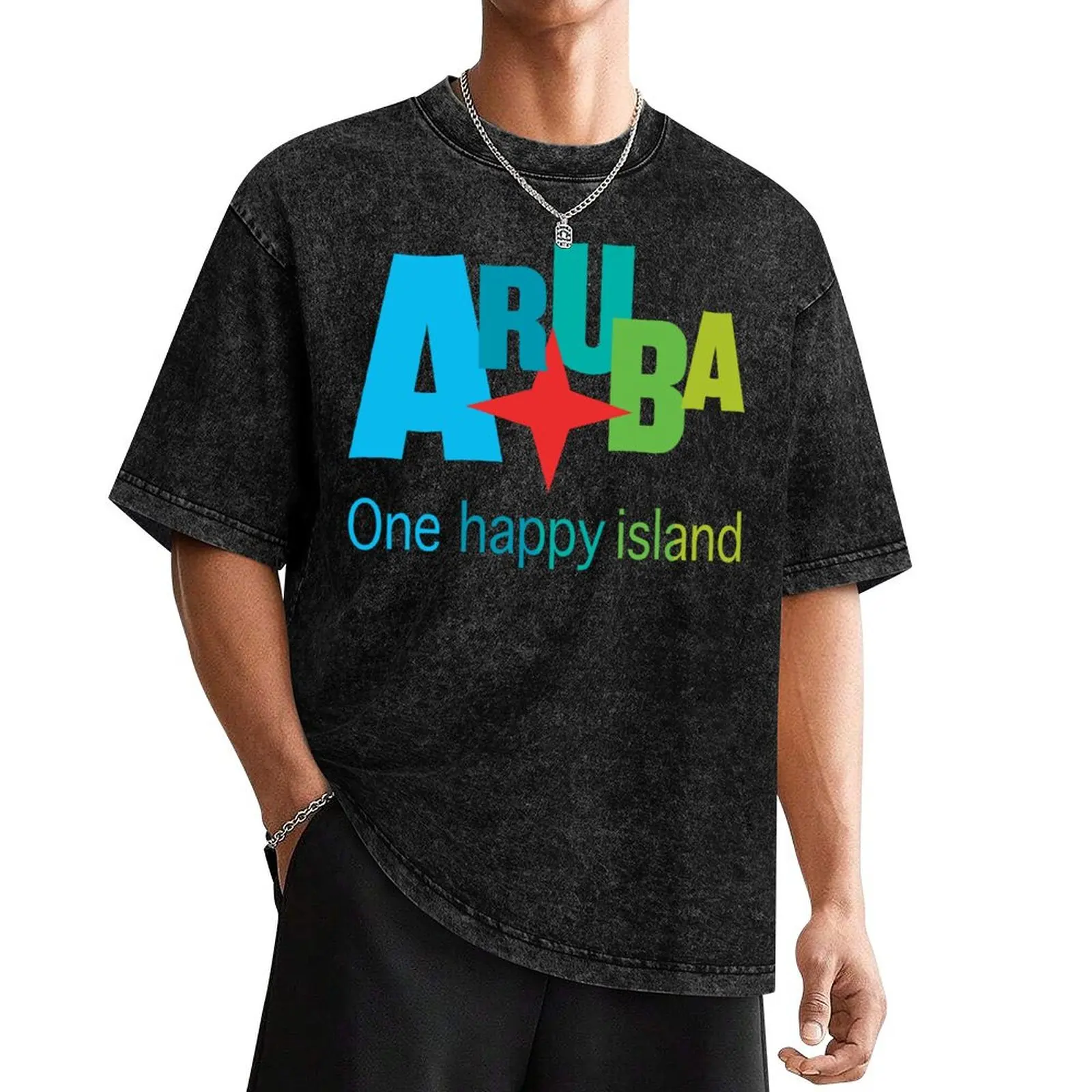 Aruba One Happy Island - all in colors. T-Shirt tees shirts graphic tee cheap stuff fitted t shirts for men