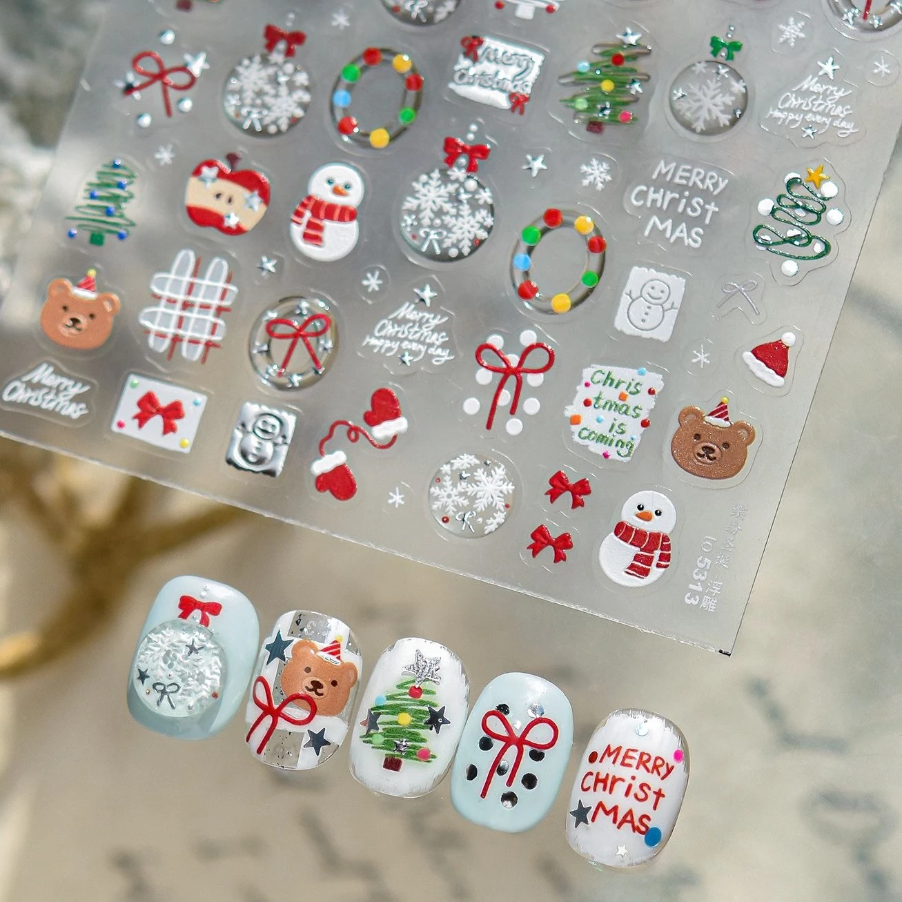 

Merry Christmas Funny Cookie Gingerbread Man Bear Dog Bowknot Snowflake Bell Tree Snowman Star Nail Art Stickers Manicure Decals