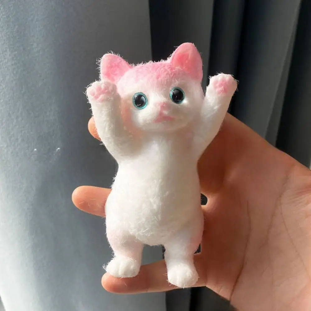 

Pretend Play Slow Rebound Cat Doll Squeeze Toy Animal Cartoon Simulation Cat Squeeze Toys Soft Mini Cat Fidget Toy Office