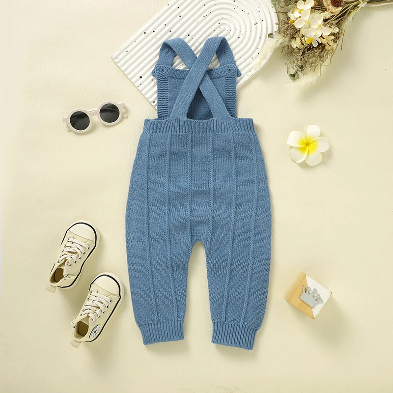 Newborn Baby Romper Knit Infant Boy Jumpsuit Sleeveless Autumn Spring Girl Kid Sling Clothing 0-18M Overalls Fashion Solid Child