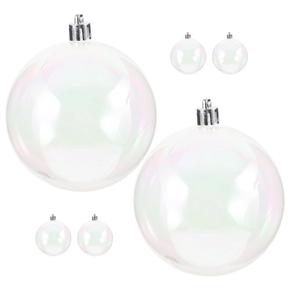 

6Pcs Clear Plastic Iridescent Ornament Balls Transparent Round Xmas Tree Pendants Small Fillable Baubles for Holiday Wedding
