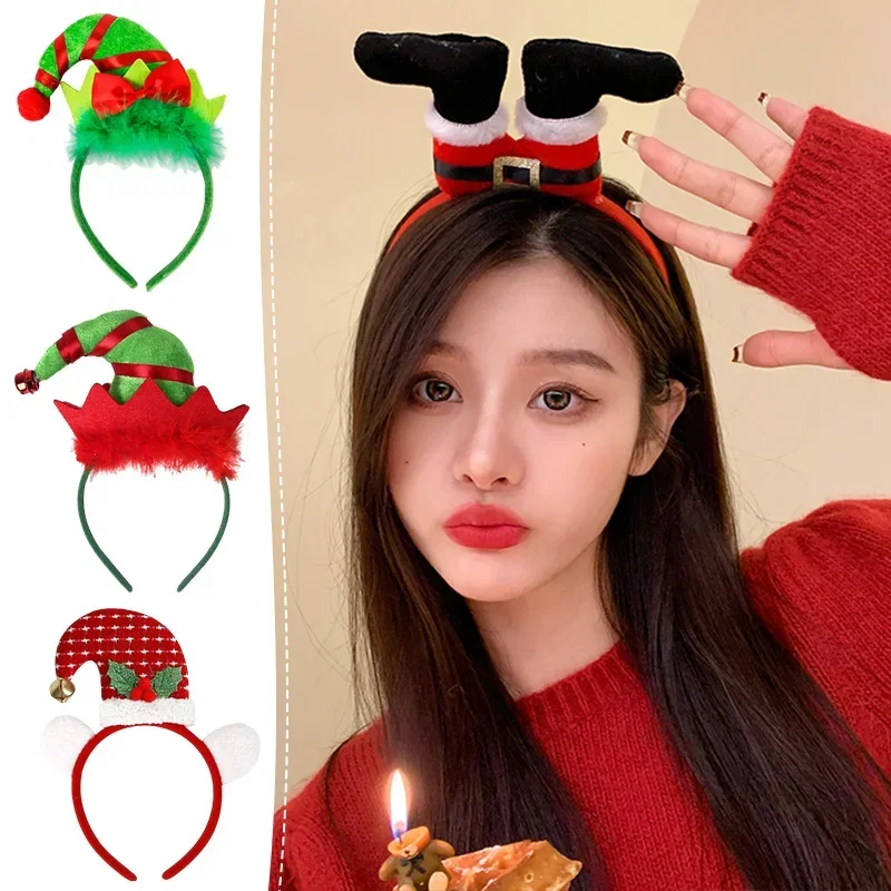 Christmas Headbands Funny Santa Claus Leg Hairband Xmas Kids Favor Gifts Head Band Merry Christmas Natal Navidad Party Decor