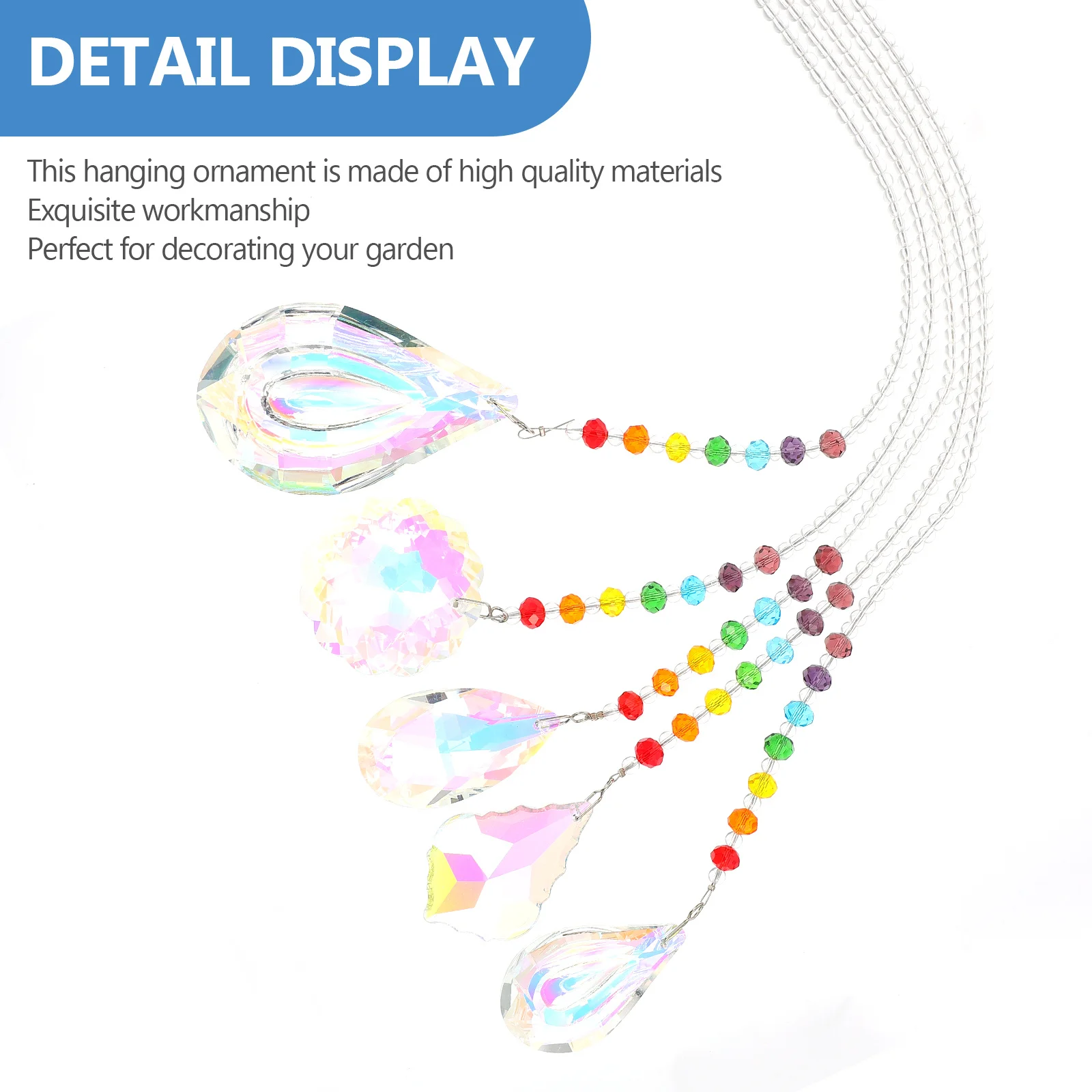 

5Pcs Colorful Crystal Prisms Pendant DIY Hanging Decor for Window Garden Rainbow Light Home Office Decoration Window Pendant