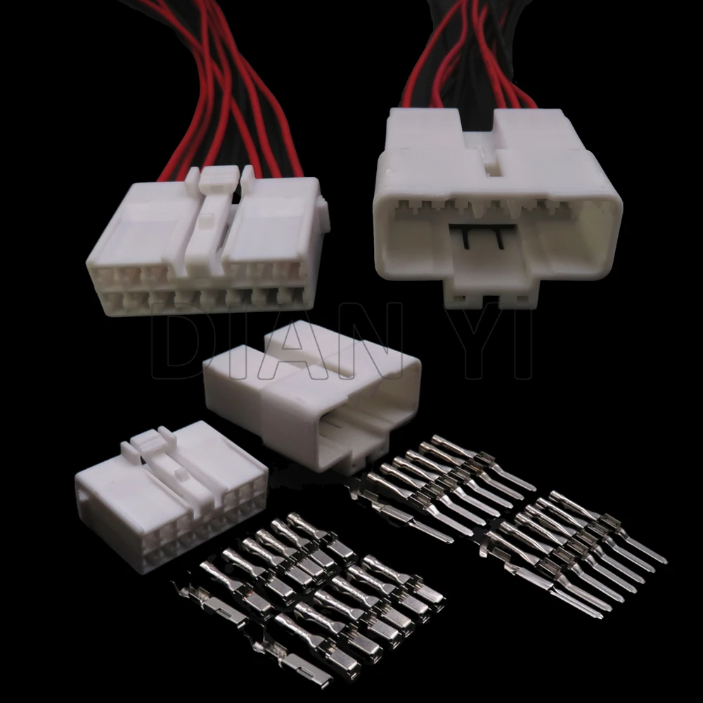 1 Set 14 Way AC AssemblyCar Male Female Wiring Harness Socket With Cables Auto Electrical Connector MG651110 MG641113