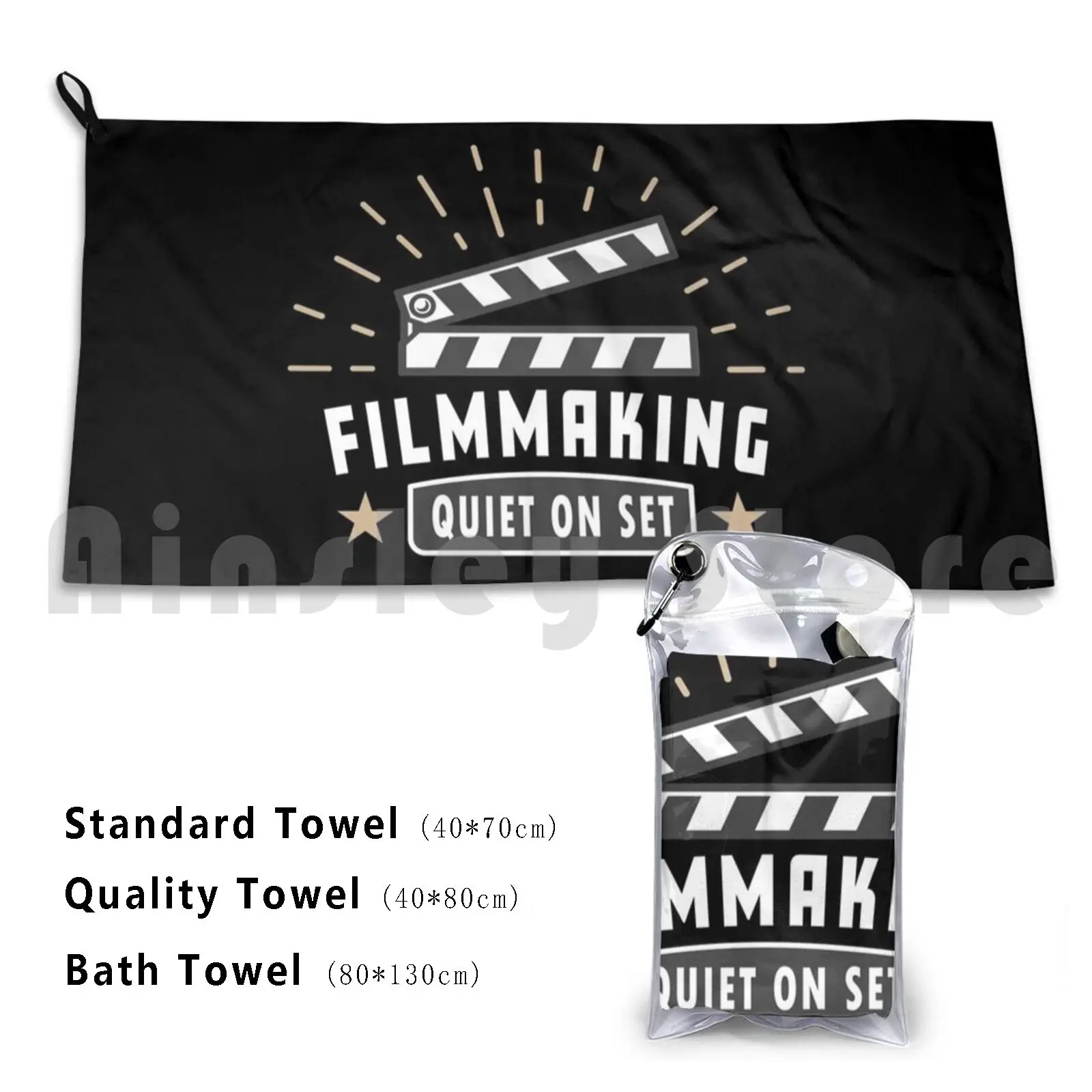 Movies Filmmaker Quiet On Set Custom Towel Bath Towel Filmmakers Action Camera Clapper Board Directing