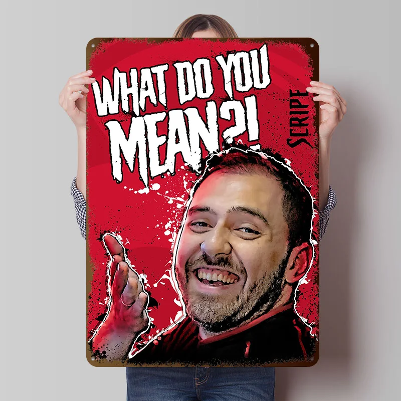 ¿Qué significa '¿Qué quieres decir?'? Póster Impreso, Arte de Pared Personalizado, Letreros Metálicos Retro Vintage para el Hogar y Decoración, Placa Personalizada para Gaming