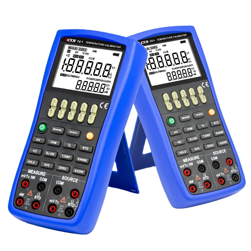 VICTOR 14+ With Measure And Source Functions 2-wire, 3-wire, 4-wire Connection Or Ohm And RTD Measurement Temperature Calibrator