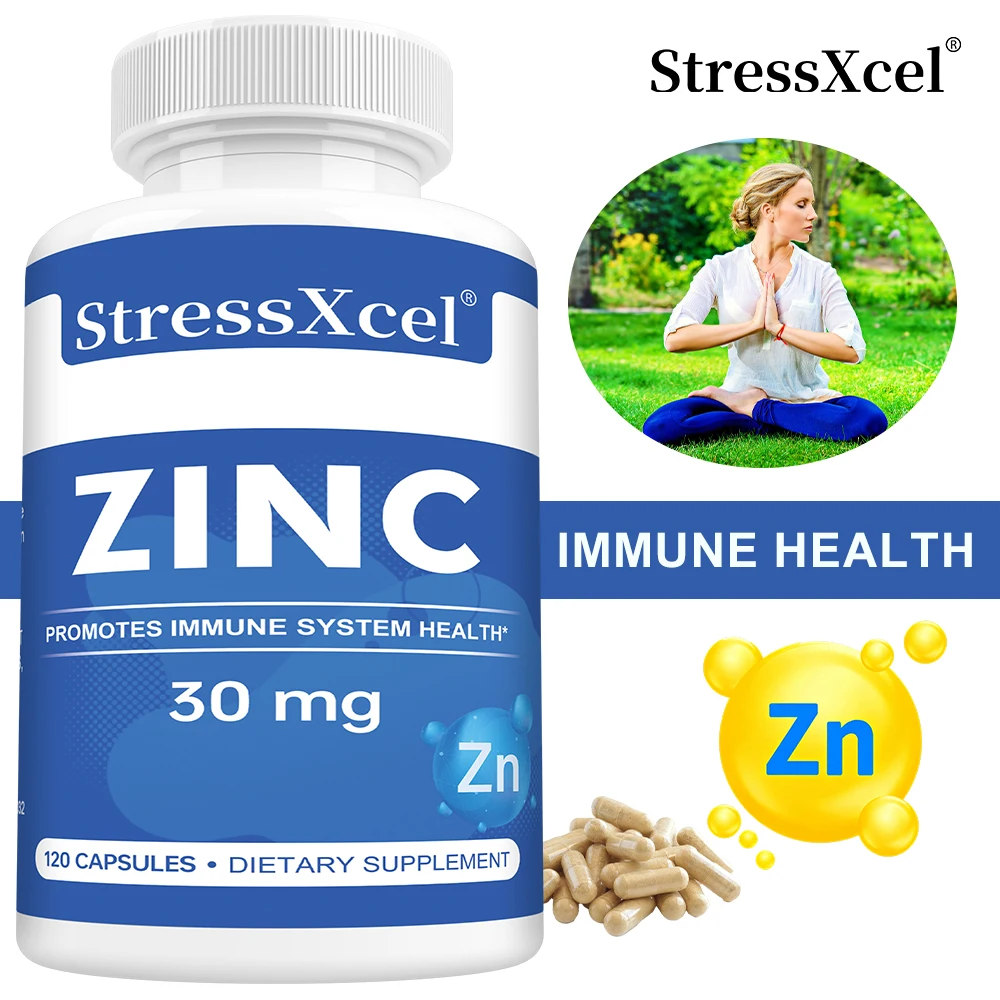 Zinc Capsules 30mg, High Absorption Immune & Respiratory Support, Cell Regeneration, Skin, Bone & Antioxidant Health, Non-GMO