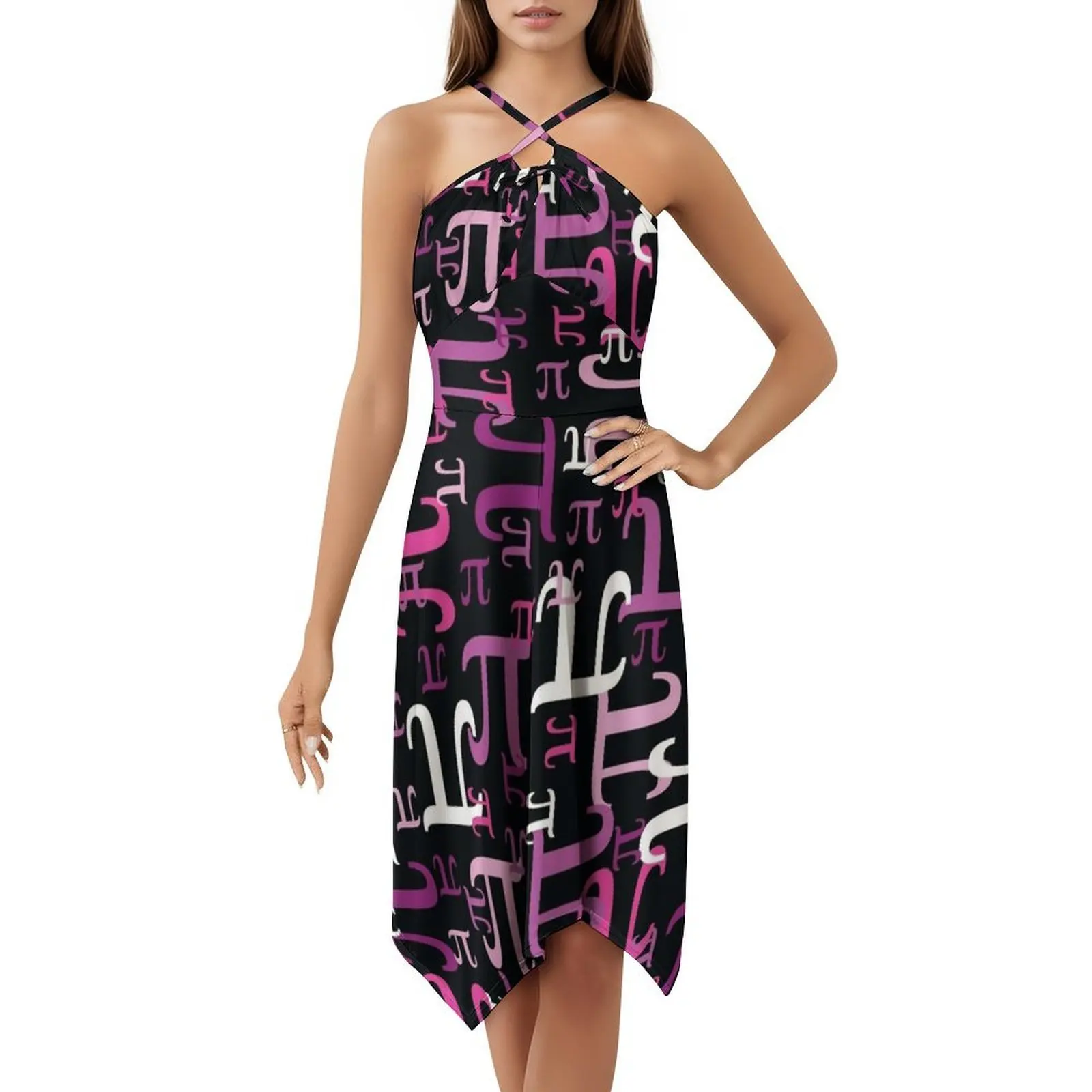 قطع من Pi (الوردي) فستان عطلة مثير للنساء فستان قصير لحفلات الشاطئ وأعياد الميلاد Pi Math Pi Day Nerd Geek Geeky Science Dress