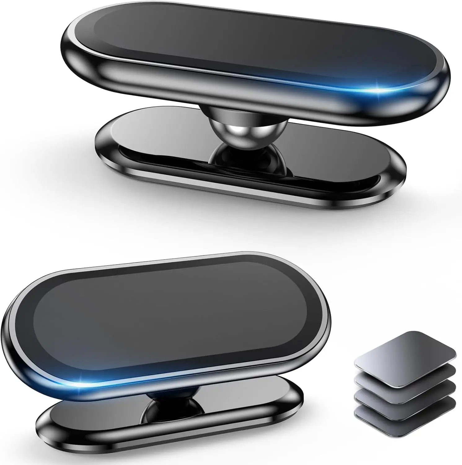 

2-Pack Magnetic Phone Holder for Car, Strong Magnet, 4 Metal Plates, 360° Rotation, Universal Dashboard Mount for iPhone