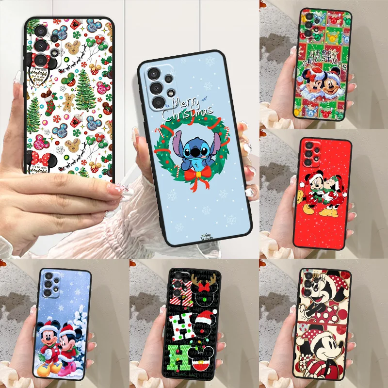 Cute Minnie Christmas For Samsung A13 A14 A22 A23 A24 A32 A33 A34 A52 A52S A53 A54 Lite 4G 5G Shell Funda Soft Black Phone Case