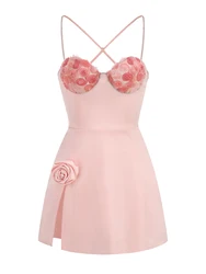 Elegant Party Dresses for Women 2024 Luxury Dress Birthday Outfits Sexy Pink Patwork Evening Gowns Women's Clothes Prom Gown