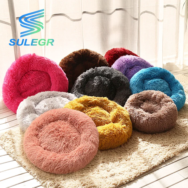 

SULEGR Winter Round Plush Small And Medium-Size Dog Mat Cat House Dog House Pet Bedding Dog And Cat Bed