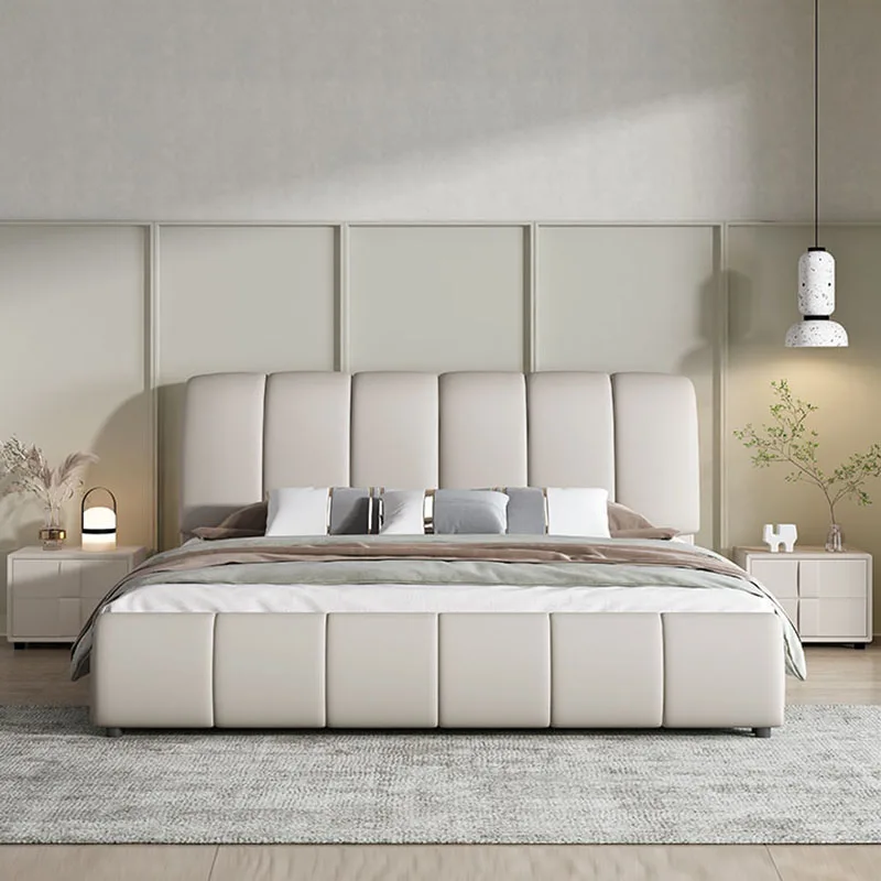 Gray Large Adult Double Bed Comforter Waterproof King Size Double Bed Headboards Storage Bedframe Camas De Casal Home Furniture