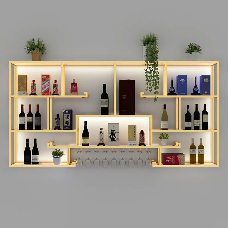 Wooden Wine Stand Living Room Mobile Bar Showcase Wall Kitchen Storage & Organization Furniture Entrance Hall Movable Commercial