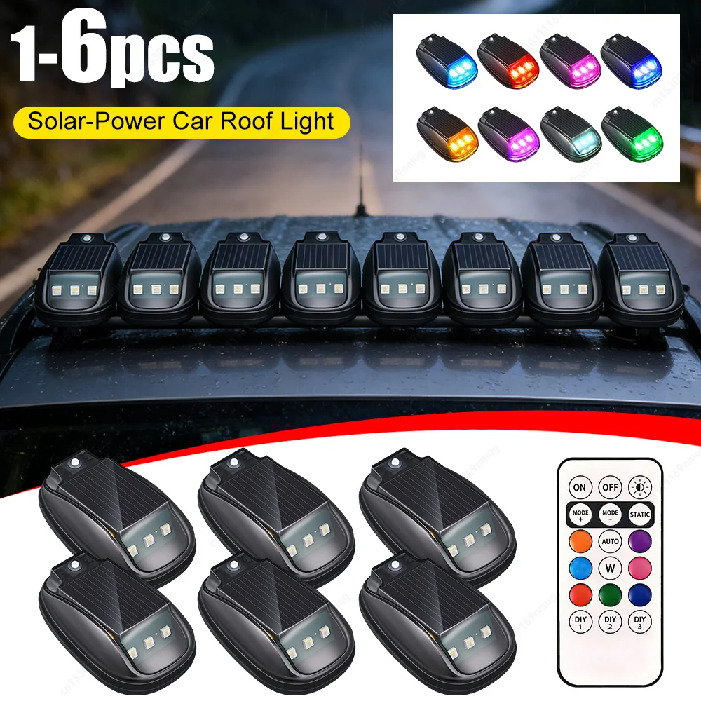 

Solar-Power Car Roof Light with RC Roof Mount Warning Light Solar Powered Strobe Pilot Light for Pickup Trucks SUV Motorcycles
