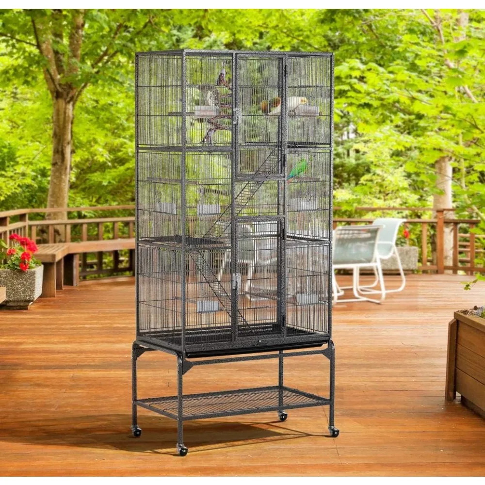 

Extra Large Bird Cage Metal Parrot Cage for Mid-Sized Parrots Cockatiels Conures Parakeets Lovebirds