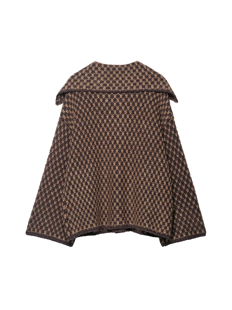 レディースニットジャケット 2025 女性用 長袖ボタン付きラペルジャケット ハイストリートショートコート レディース秋新作アウター